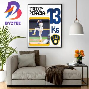 Milwaukee Brewers Freddy Peralta 13 Ks In MLB Home Decor Poster Canvas