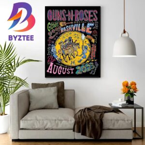 Official Guns N Roses World Tour Poster at Geodis Park Nashville Tennessee US August 26th 2023 Wall Decor Poster Canvas