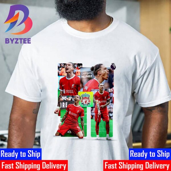 Official Poster New Match For Darwin Nunez Of Liverpool In Premier League Classic T-Shirt