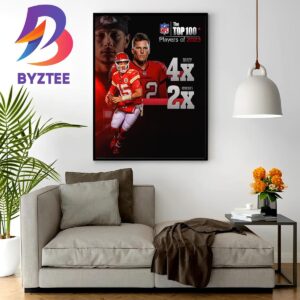Patrick Mahomes 2x and Tom Brady 4x Voted Top 1 In NFL The Top 100 Players Wall Decor Poster Canvas