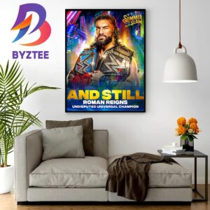 Roman Reigns Retains The WWE Undisputed Universal Champion In A Legendary Last Man Standing Match Wall Decor Poster Canvas