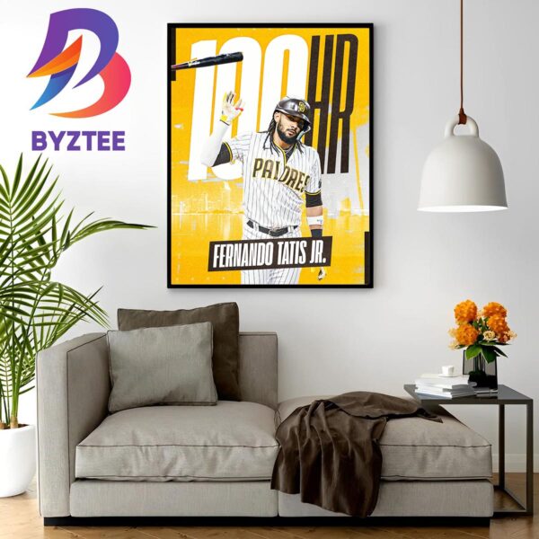 San Diego Padres Fernando Tatis Jr 100 Career Home Runs Wall Decor Poster Canvas