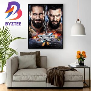 Seth Rollins Defends The World Heavyweight Championship Against Finn Balor At WWE Summerslam Wall Decor Poster Canvas