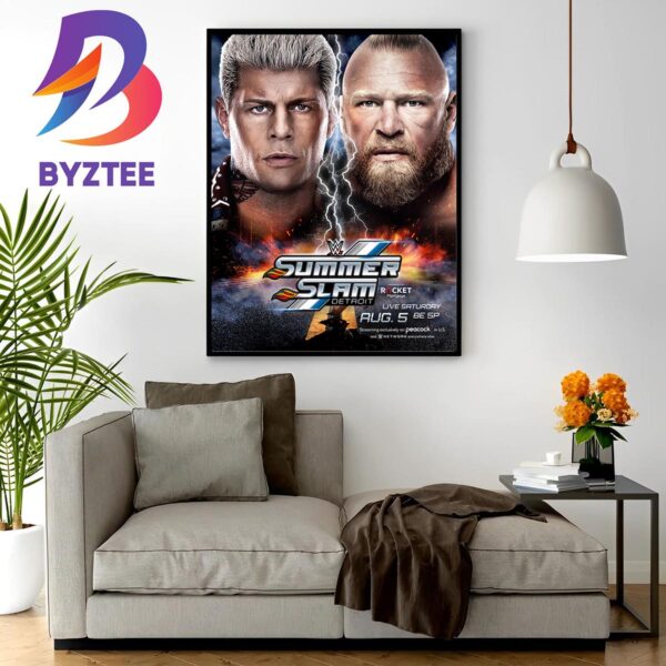 The American Nightmare Cody Rhodes Vs The Beast Brock Lesnar At WWE Summerslam Wall Decor Poster Canvas