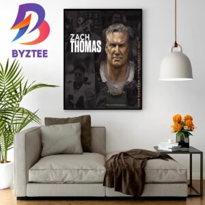 The Bronze Bust Of Hall Of Famer 370 For Zach Thomas Of Miami Dolphins Home Decor Poster Canvas