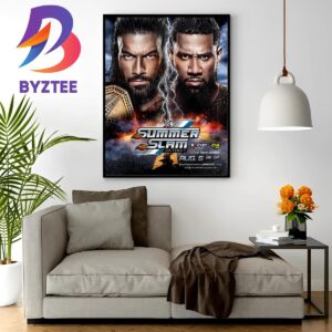 Tribal Combat At SummerSlam Between Undisputed WWE Universal Champion Roman Reigns And Jey Uso Wall Decor Poster Canvas