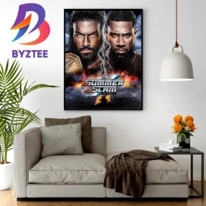 Tribal Combat Roman Reigns Vs Jey Uso At WWE Summerslam For Undisputed WWE Universal Champion Home Decor Poster Canvas