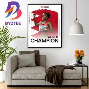 Winfred Yavi Is The 3000m Steeplechase World Champion at World Athletics Championship Budapest 2023 Wall Decor Poster Canvas