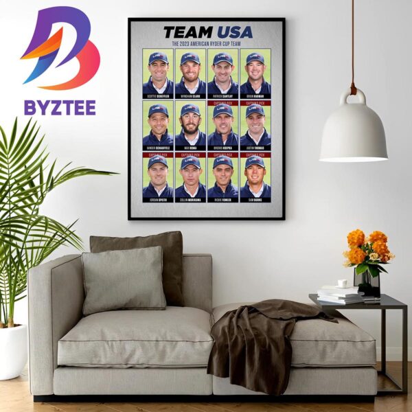 2023 United States Ryder Cup Team Wall Decor Poster Canvas