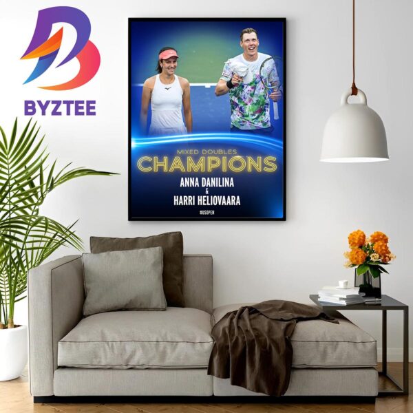 Anna Danilina And Harri Heliovaara Are The Mixed Doubles Champions At US Open 2023 Wall Decor Poster Canvas