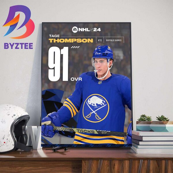Buffalo Sabres Tage Thompson Rating At EA Sports NHL 24 Wall Decor Poster Canvas