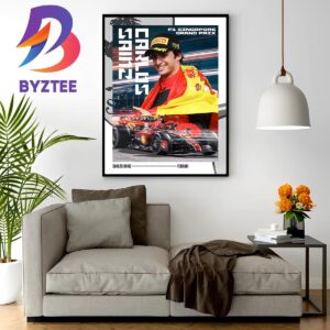 Carlos Sainz Is The Winner F1 Singapore Grand Prix Wall Decor Poster Canvas