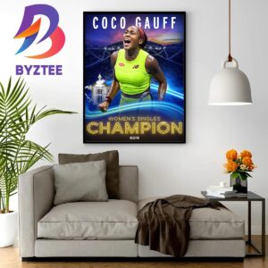 Coco Gauff Is The Womens Singles Champion At US Open 2023 Wall Decor Poster Canvas