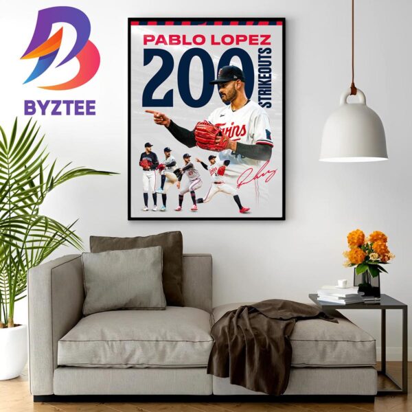 Congrats to Pablo Lopez On 200 Strikeouts This Season With Minnesota Twins In MLB Wall Decor Poster Canvas