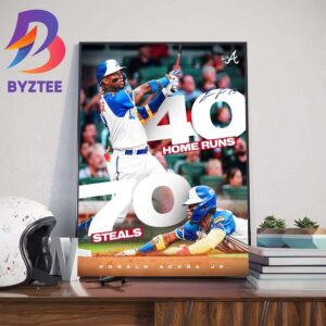 Congratulations To Ronald Acuna Jr 40 Home Runs And 70 Steals in MLB This Season Wall Decor Poster Canvas