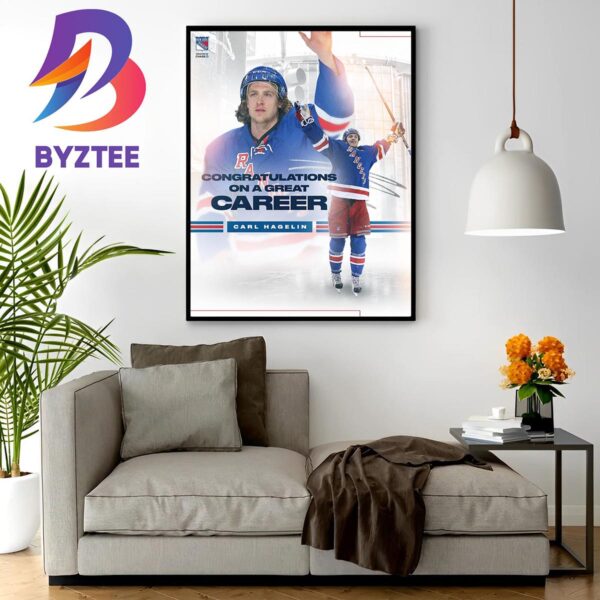 Congratulations to Carl Hagelin of New York Rangers On A Great Career In NHL Wall Decor Poster Canvas