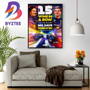 Congratulations to Oracle Red Bull Racing 15 Wins In A Row All-Time Record 301 Days Unbeaten Home Decor Poster Canvas