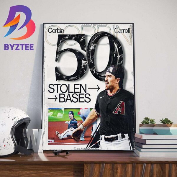 Corbin Carroll 50 Stolen Bases In MLB Wall Decor Poster Canvas