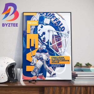 Devon Levi Is The Youngest Goalie To Start For The Buffalo Sabres In Over 27 Years at NHL Wall Decor Poster Canvas
