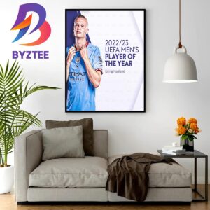 Erling Haaland Wins The UEFA Mens Player Of The Year For 2022-23 Season Wall Decor Poster Canvas