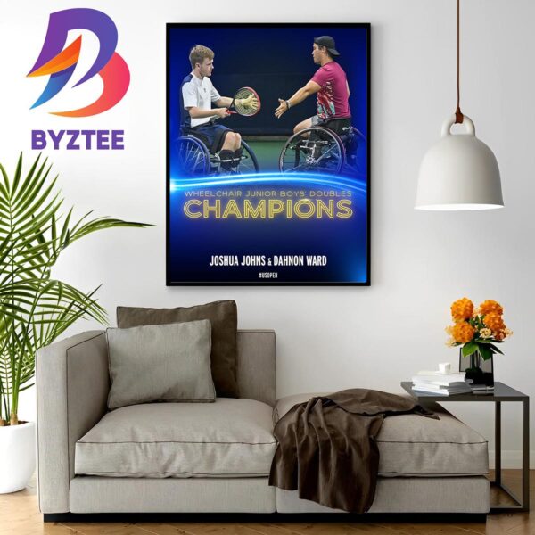 Joshua Johns And Dahnon Ward Are The Wheelchair Junior Boys Doubles Champions At US Open 2023 Wall Decor Poster Canvas