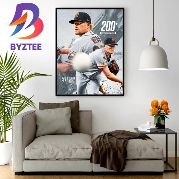 Logan Webb Is The First Pitcher To Reach 200 Innings Pitched In 2023 Wall Decor Poster Canvas