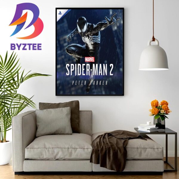 Marvels Spider-Man 2 Black Suit Peter Parker Poster Wall Decor Poster Canvas