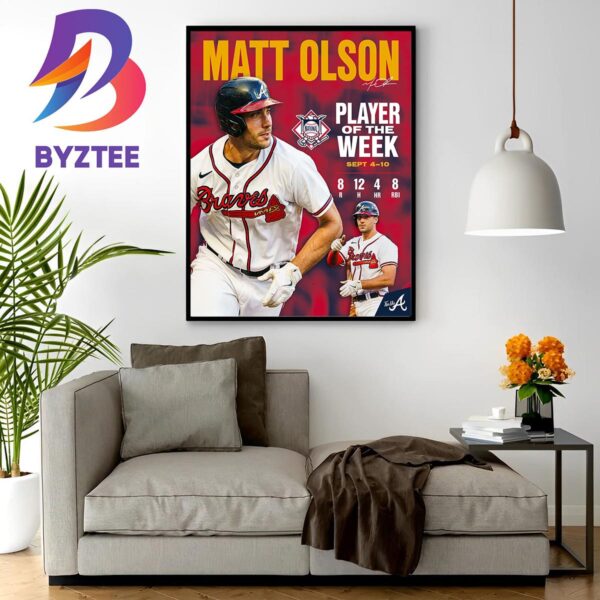 Matt Olson Is The NL Player Of The Week Wall Decor Poster Canvas