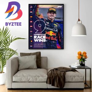 Max Verstappen 9 Consecutive Race Wins In A Row In F1 Wall Decor Poster Canvas