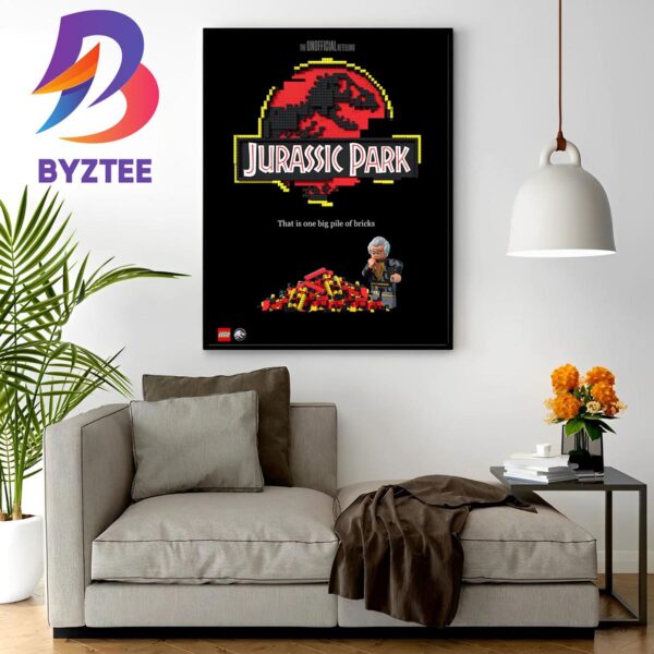 Official Poster For Lego Jurassic Park That Is One Big Pile Of Bricks Wall Decor Poster Canvas