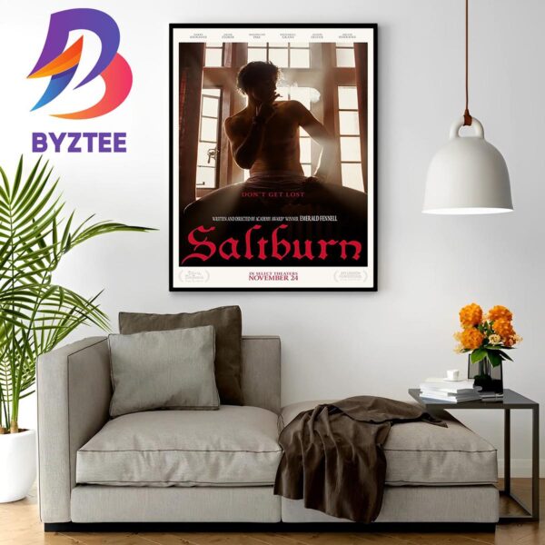 Official Poster For Saltburn Of Emerald Fennell With Starring Jacob Elordi And Barry Keoghan Wall Decor Poster Canvas