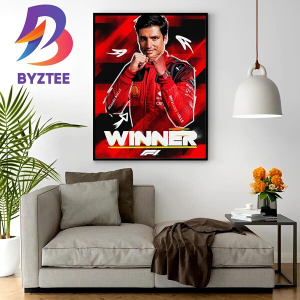 Scuderia Ferrari F1 Team Carlos Sainz Winner F1 Singapore GP Wall Decor Poster Canvas