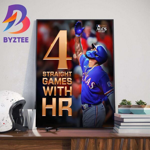 Adolis Garcia 4 Straight MLB Postseason Games With HR Wall Decor Poster Canvas