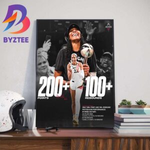 Aja Wilson Is The Only Player In WNBA History With 200+ Points And 100+ Rebounds In The Post-Season Wall Decor Poster Canvas