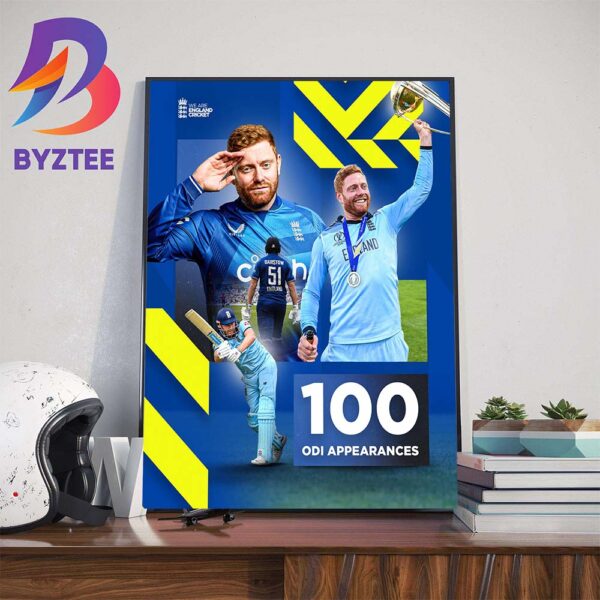 Congratulations Jonny Bairstow 100 ODI Appearances Wall Decor Poster Canvas