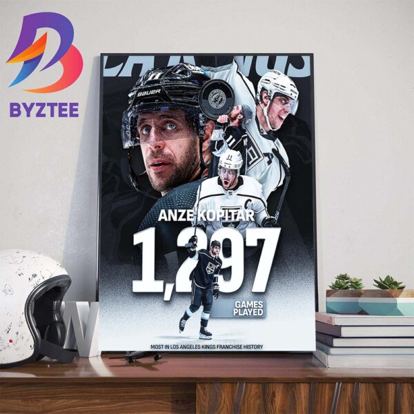 Congratulations to Anze Kopitar 1297 NHL Games Played All With The Los Angeles Kings Wall Decor Poster Canvas