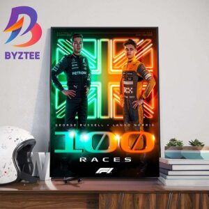 George Russell and Lando Norris 100 Race Starts In F1 Wall Decor Poster Canvas