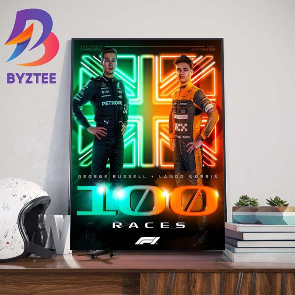 George Russell and Lando Norris 100 Race Starts In F1 Wall Decor Poster Canvas