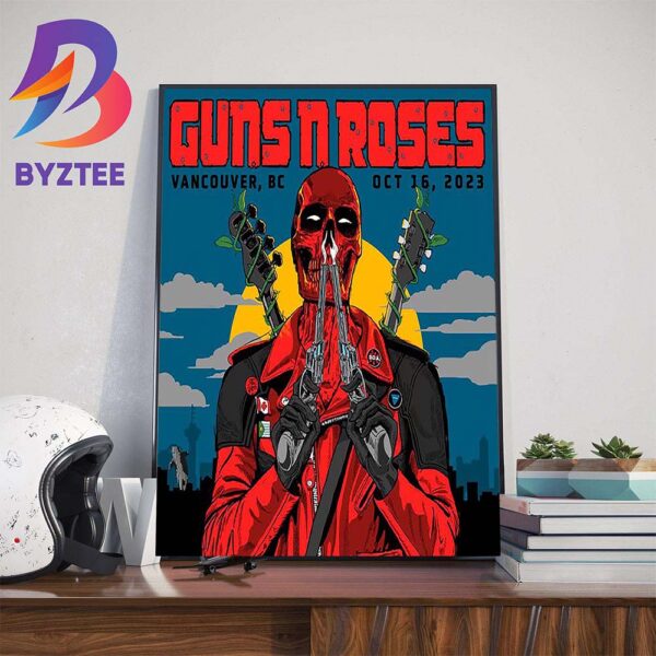 Guns N Roses x Deadpool Skull at Vancouver British Columbia Canada Oct 16th 2023 Wall Decor Poster Canvas