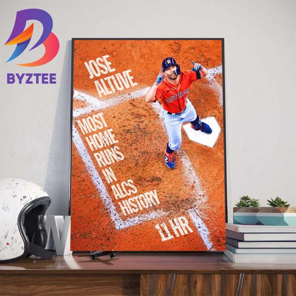 Houston Astros Jose Altuve Most Home Runs In ALCS History With 11 HR Wall Decor Poster Canvas