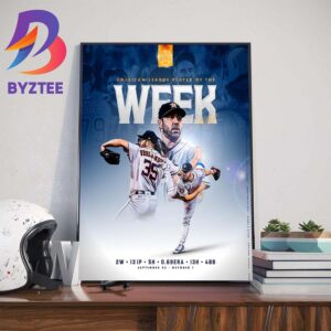 Houston Astros Justin Verlander Is The AL Player Of The Week September 25 To October 1 Wall Decor Poster Canvas