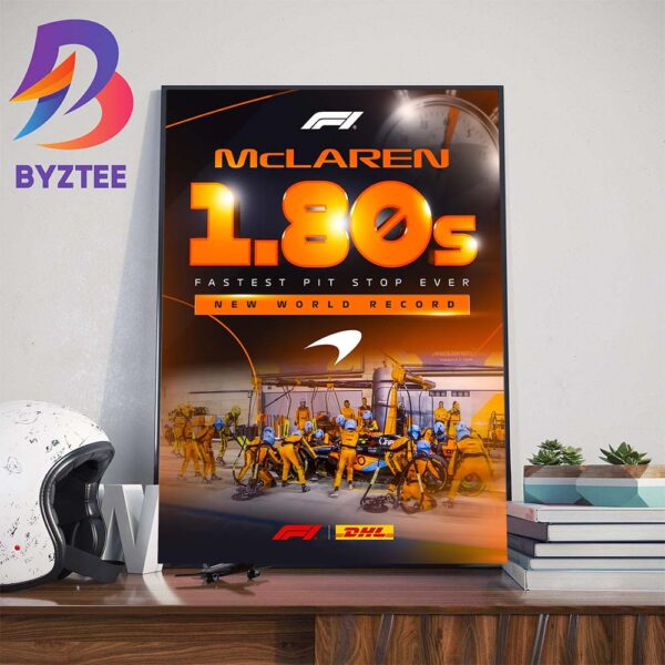 McLaren F1 Team New World Record For The Fastest Pit Stop Ever Wall Decor Poster Canvas