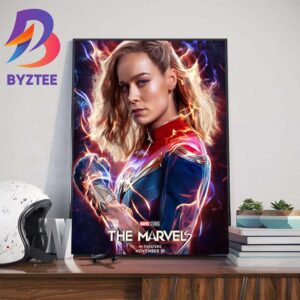 Official Poster For Brie Larson as Carol Danvers Captain Marvel In The Marvels Movie Of Marvel Studios Wall Decor Poster Canvas