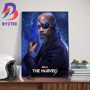 Official Poster For Samuel L Jackson as Nick Fury In The Marvels Movie Of Marvel Studios Wall Decor Poster Canvas