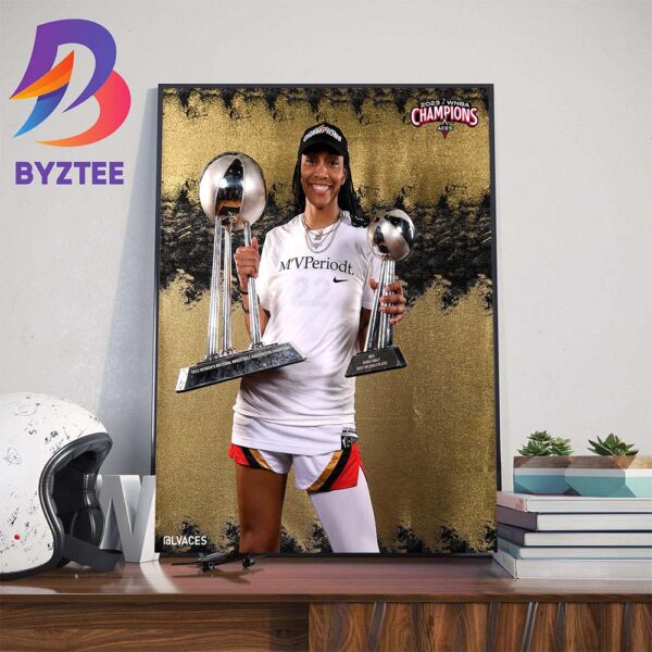 Raise The Stakes Las Vegas Aces x Aja Wilson 2023 WNBA Champions and Finals MVP Wall Decor Poster Canvas