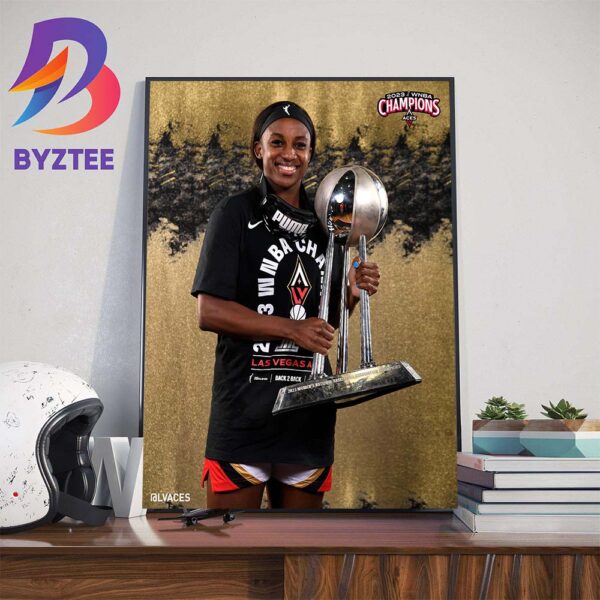 Raise The Stakes Las Vegas Aces x Jackie Young 2023 WNBA Champions Wall Decor Poster Canvas