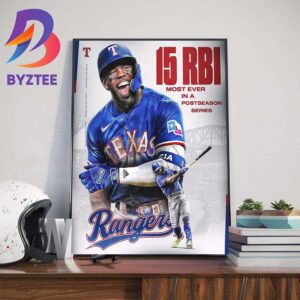 Texas Rangers Adolis Garcia 15 RBI is The Most Ever In A Postseason Series Wall Decor Poster Canvas