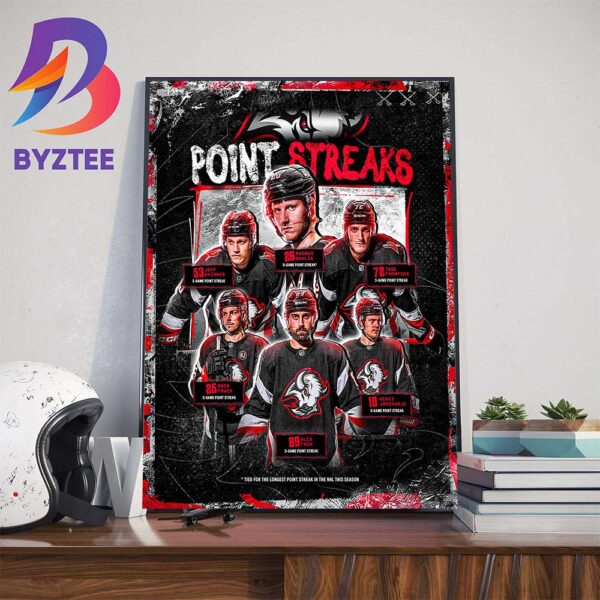 Buffalo Sabres Point Streaks Tied For The Longest Point Streak In The NHL This Season Wall Decor Poster Canvas