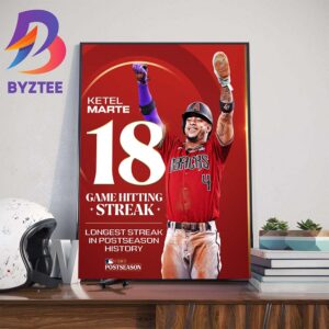 Ketel Marte 18 Game Hitting Streak For Longest Streak In MLB Postseason History Wall Decor Poster Canvas