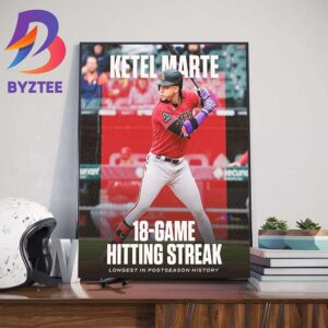 Ketel Marte 18-Game Postseason Hit Streak Is The Longest Streak In MLB Postseason History Wall Decor Poster Canvas